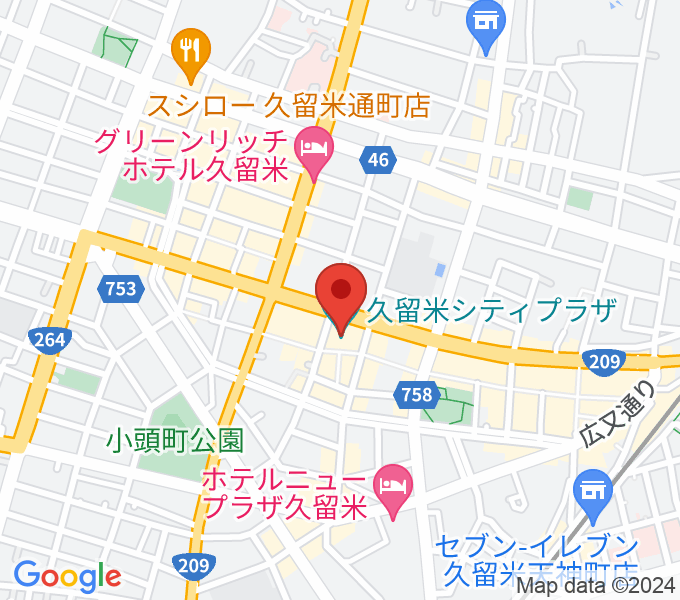 久留米シティプラザの地図