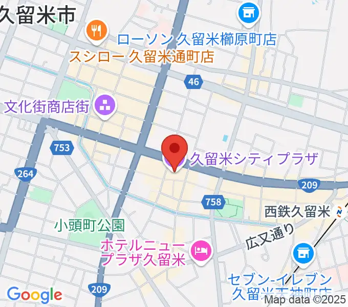 久留米シティプラザの地図