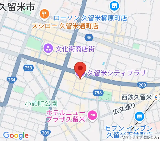 久留米シティプラザの地図