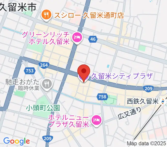 久留米シティプラザの地図