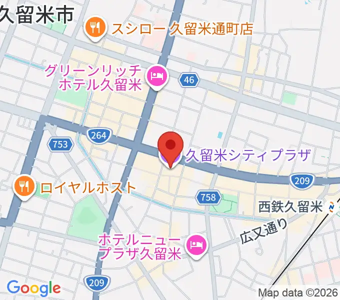 久留米シティプラザの地図