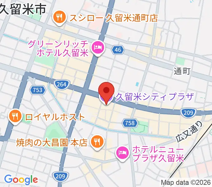 久留米シティプラザの地図