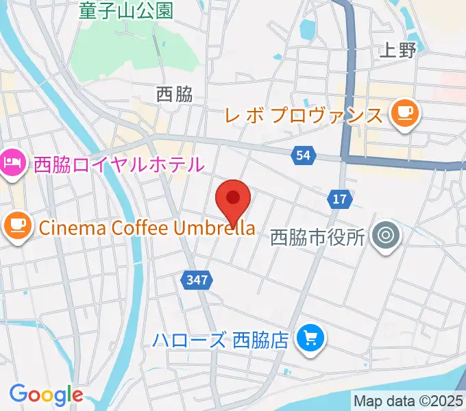 岡本ピアノ工房の地図