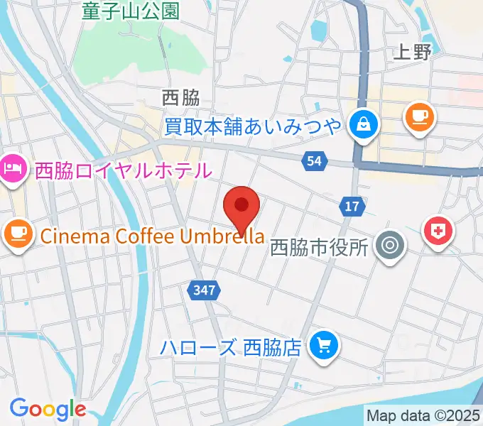 岡本ピアノ工房の地図