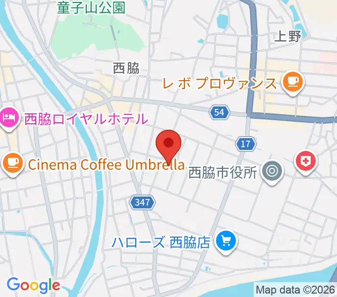 岡本ピアノ工房の地図