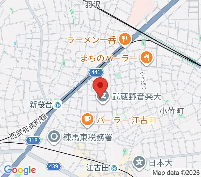 武蔵野音楽大学ベートーヴェンホールの地図