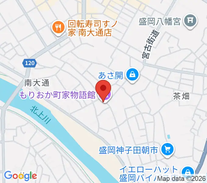 もりおか町家物語館 浜藤ホールの地図