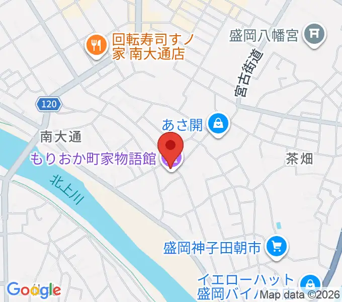 もりおか町家物語館 浜藤ホールの地図