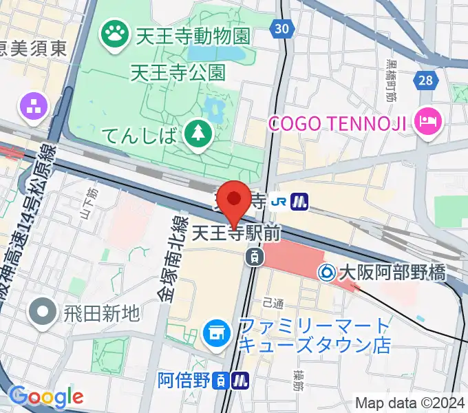 ワタナベ楽器店 アベノミュージックセンターの地図