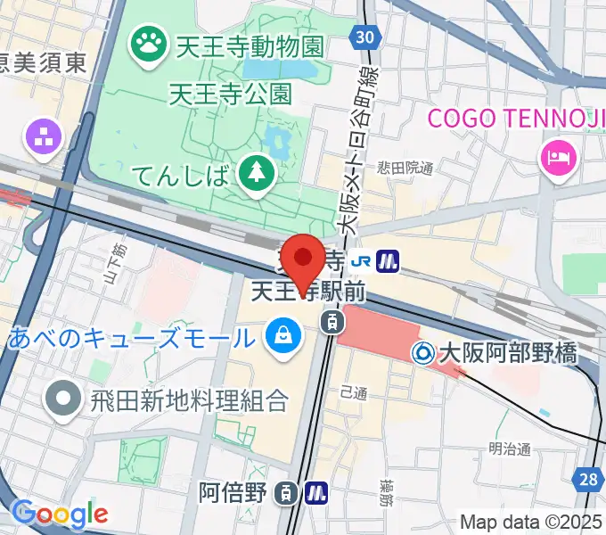 ワタナベ楽器店 アベノミュージックセンターの地図