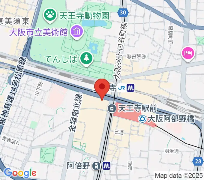 ワタナベ楽器店 アベノミュージックセンターの地図