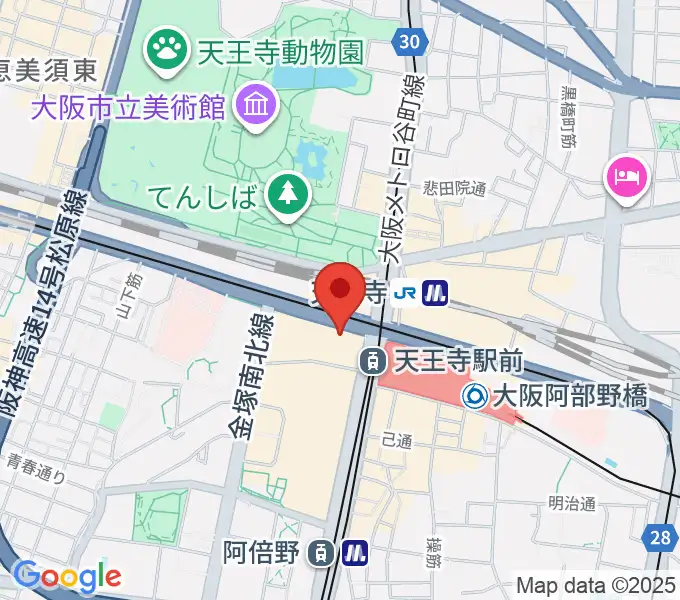 ワタナベ楽器店 アベノミュージックセンターの地図