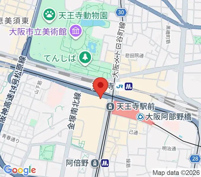 ワタナベ楽器店 アベノミュージックセンターの地図