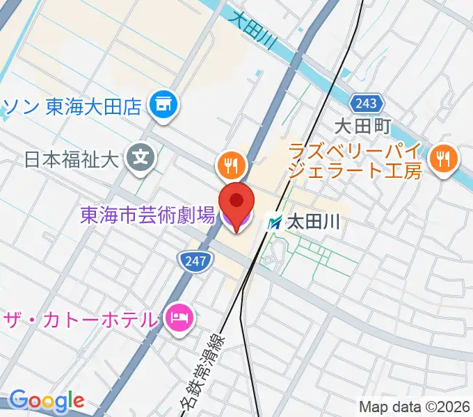 東海市芸術劇場の地図