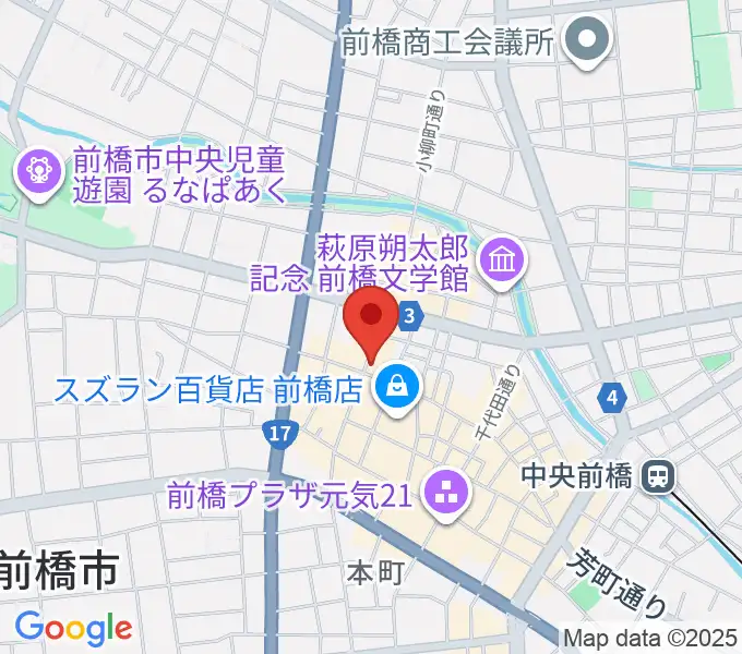 前橋まちなか音楽館の地図