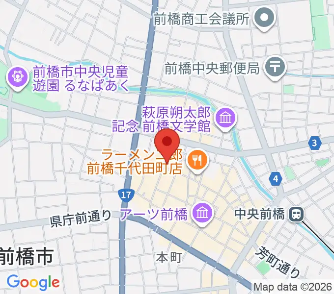 前橋まちなか音楽館の地図