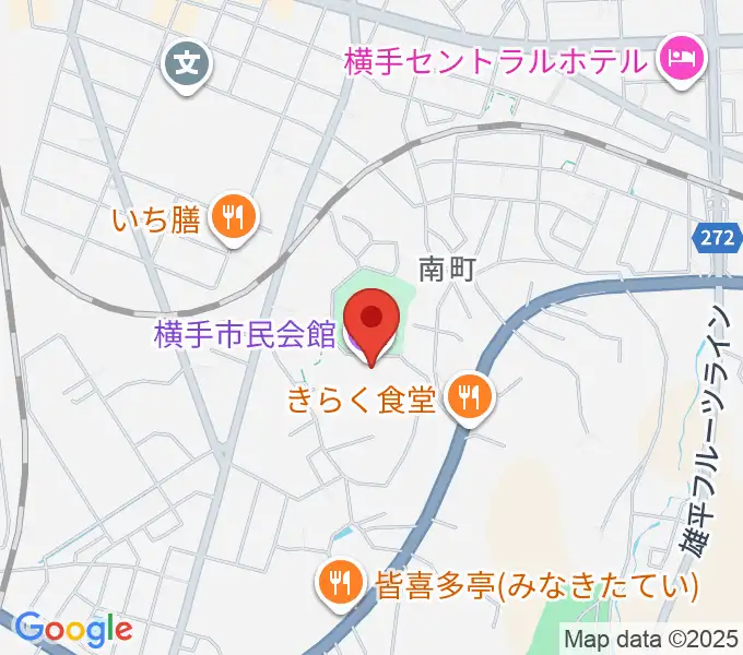 横手市民会館の地図