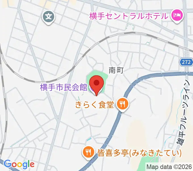 横手市民会館の地図