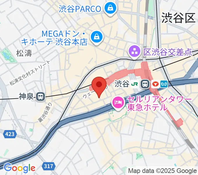 渋谷La.mamaの地図