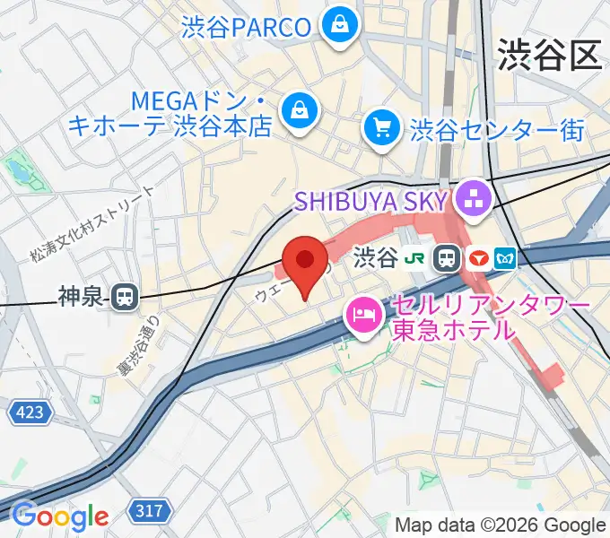 渋谷La.mamaの地図