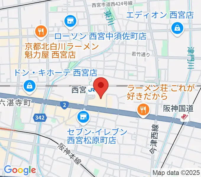 西宮市フレンテホールの地図
