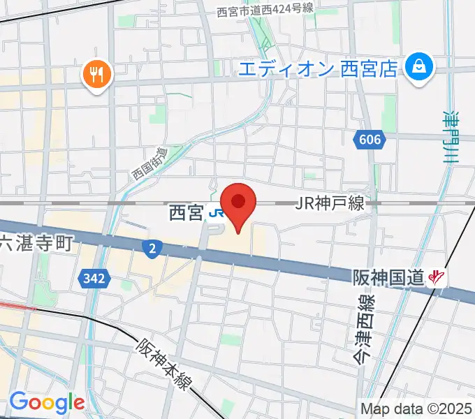 西宮市フレンテホールの地図