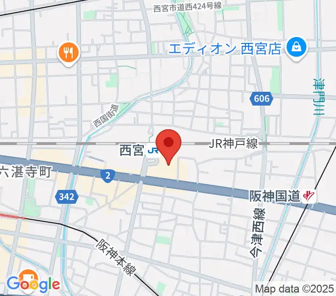 西宮市フレンテホールの地図