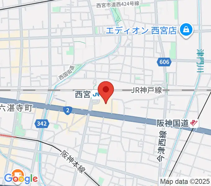 西宮市フレンテホールの地図