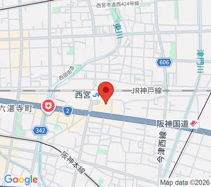 西宮市フレンテホールの地図