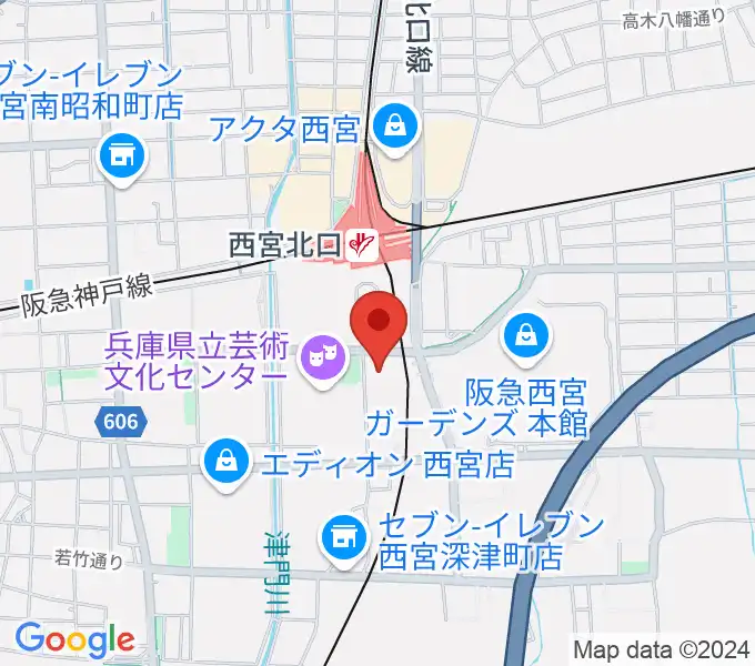 西宮市プレラホールの地図