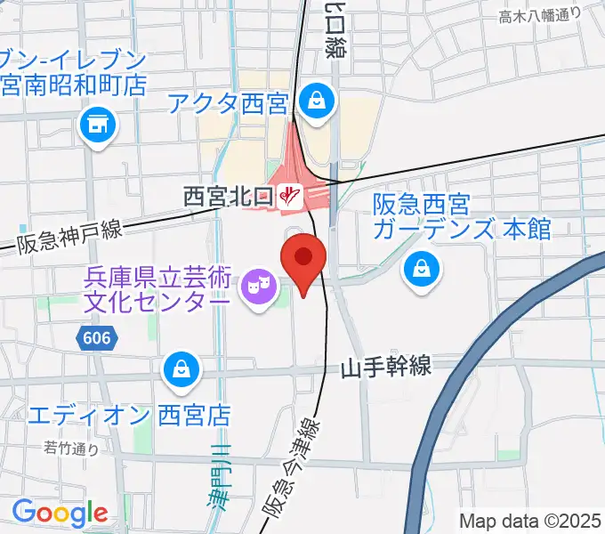 西宮市プレラホールの地図