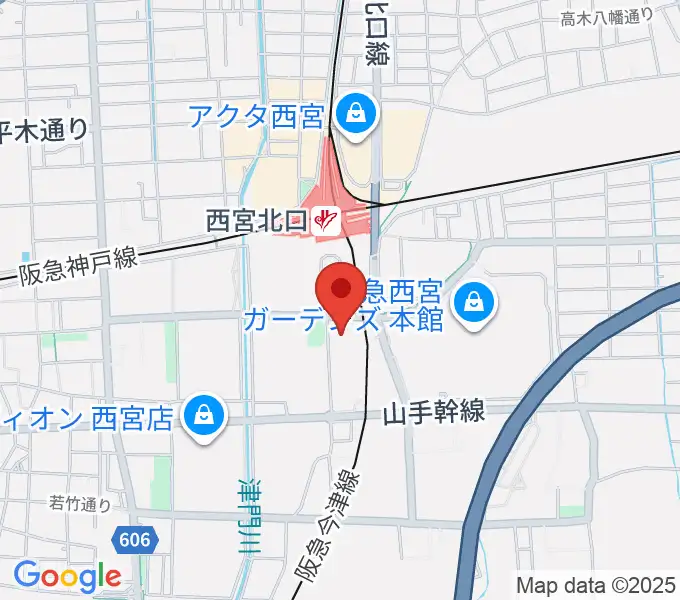 西宮市プレラホールの地図