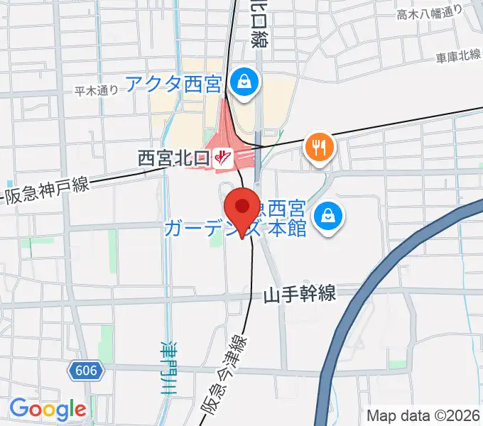 西宮市プレラホールの地図
