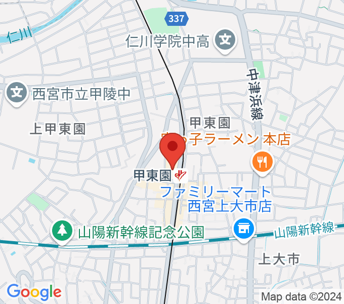 西宮市甲東ホールの地図