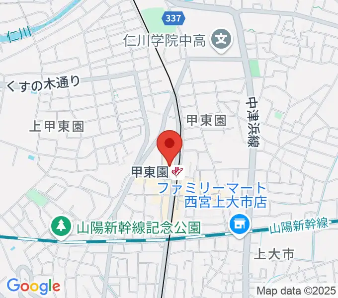 西宮市甲東ホールの地図