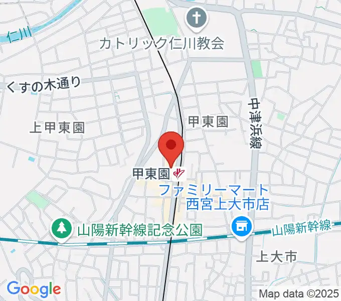 西宮市甲東ホールの地図