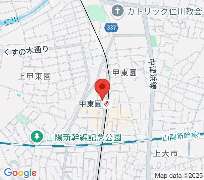 西宮市甲東ホールの地図