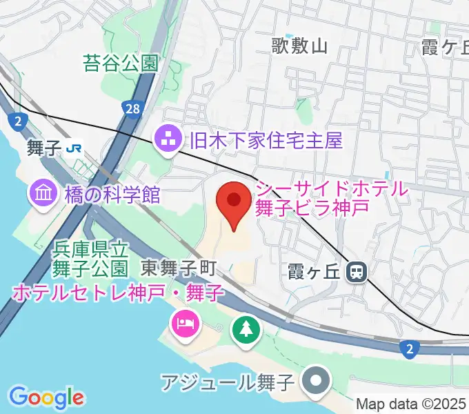 舞子ビラ神戸あじさいホールの地図