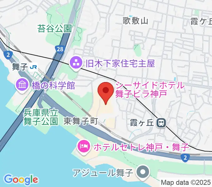 舞子ビラ神戸あじさいホールの地図