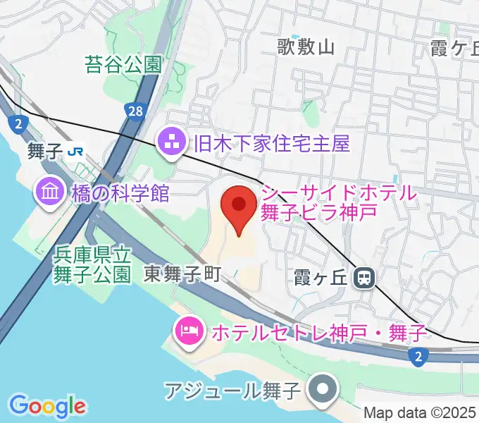 舞子ビラ神戸あじさいホールの地図