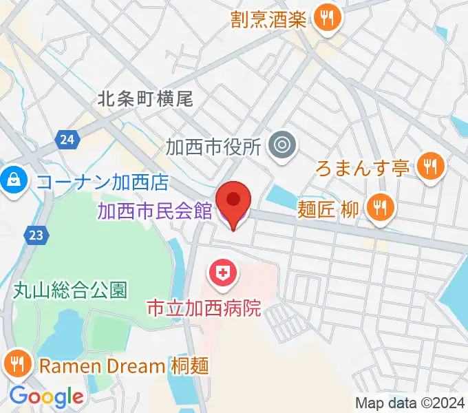 加西市民会館の地図