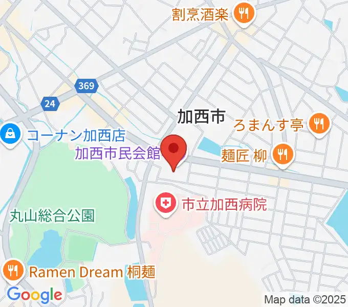 加西市民会館の地図