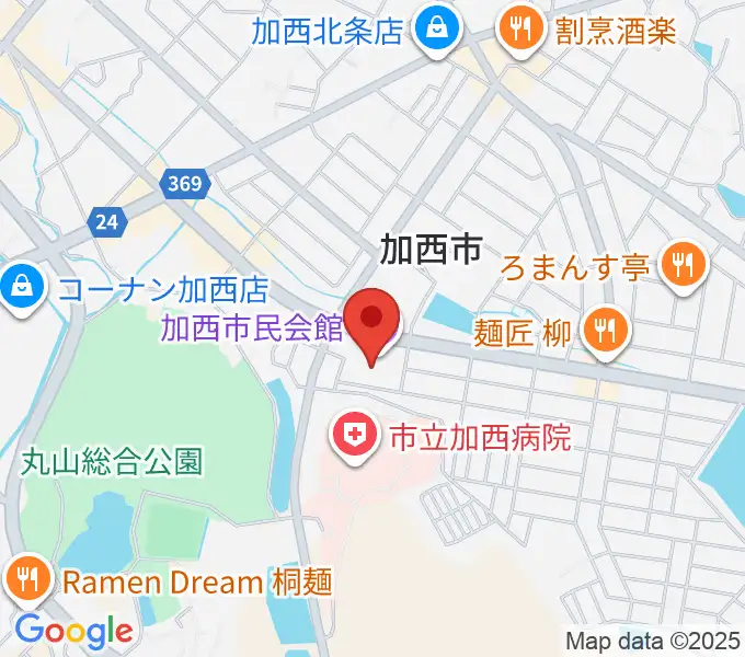 加西市民会館の地図