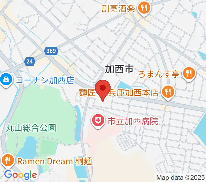 加西市民会館の地図
