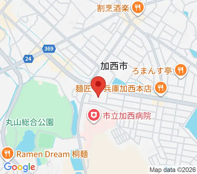 加西市民会館の地図