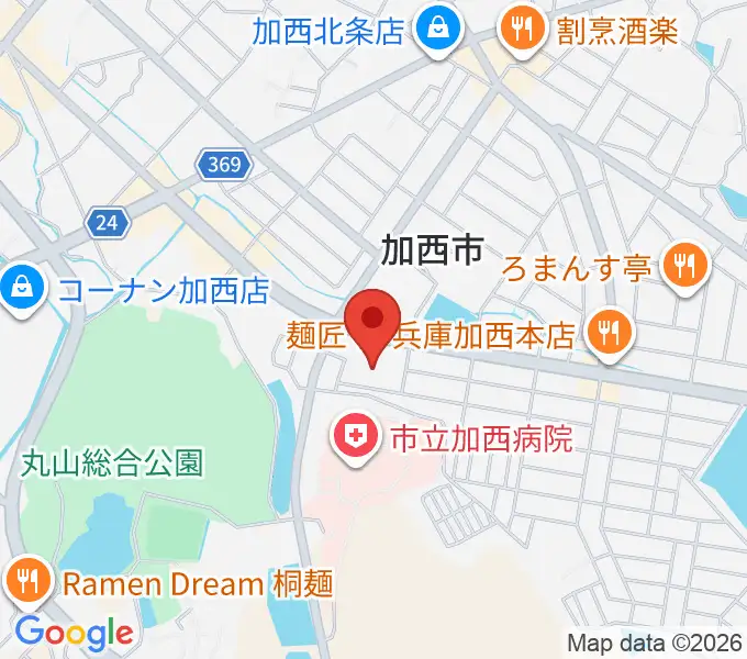 加西市民会館の地図