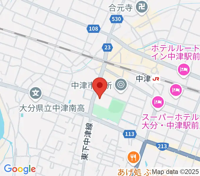 中津文化会館の地図