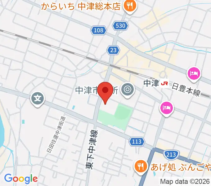 中津文化会館の地図