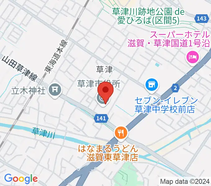 草津アミカホールの地図