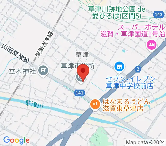 草津アミカホールの地図